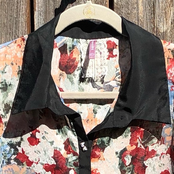 Mauve floral sleeveless top size large - Picture 6 of 16